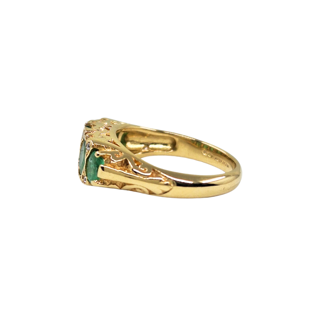 18ct Yellow Gold Emerald & Diamond Band Ring