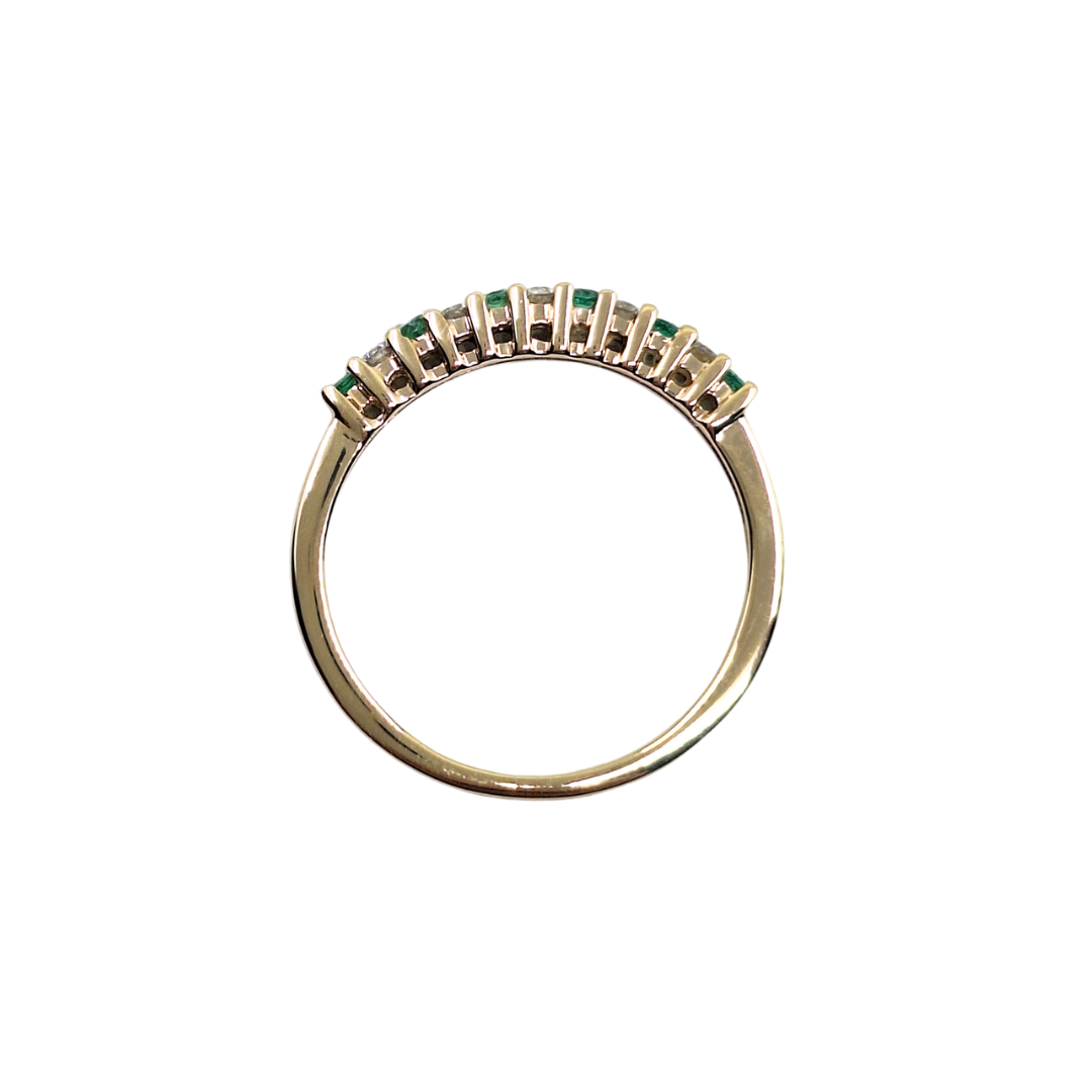 9ct Yellow Gold Emerald & Diamond Eternity Ring