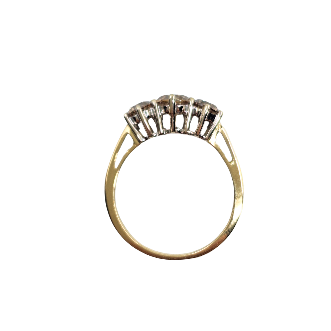 18ct Yellow Gold Champagne Diamond 3 Stone Ring 1.33ct