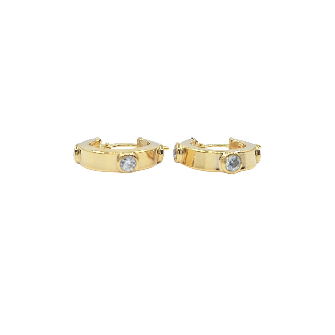 9ct Yellow Gold CZ Hoops