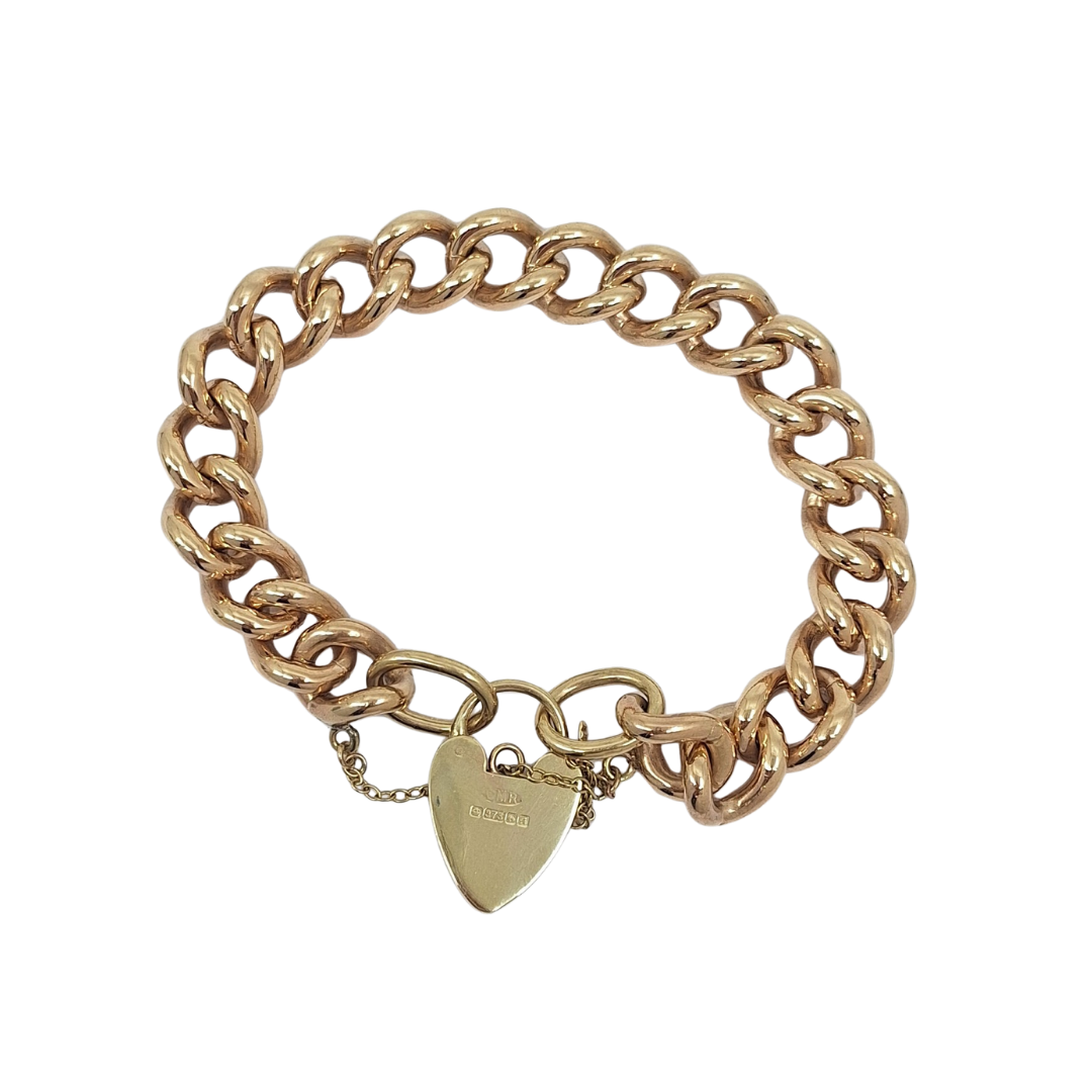 9ct Yellow Gold Heart Locket Charm Bracelet 8"