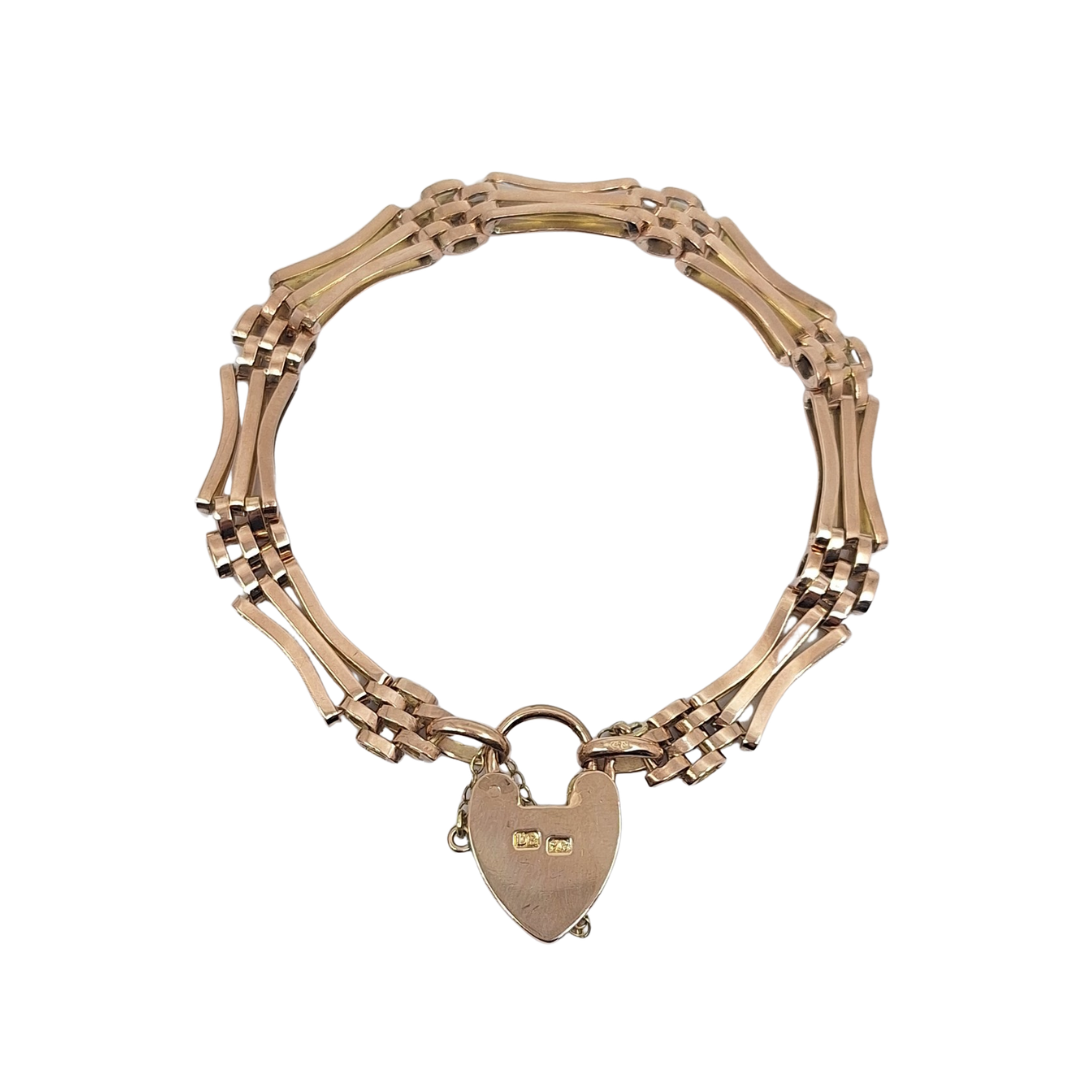 9ct Rose Gold Gate Bracelet 7.5"