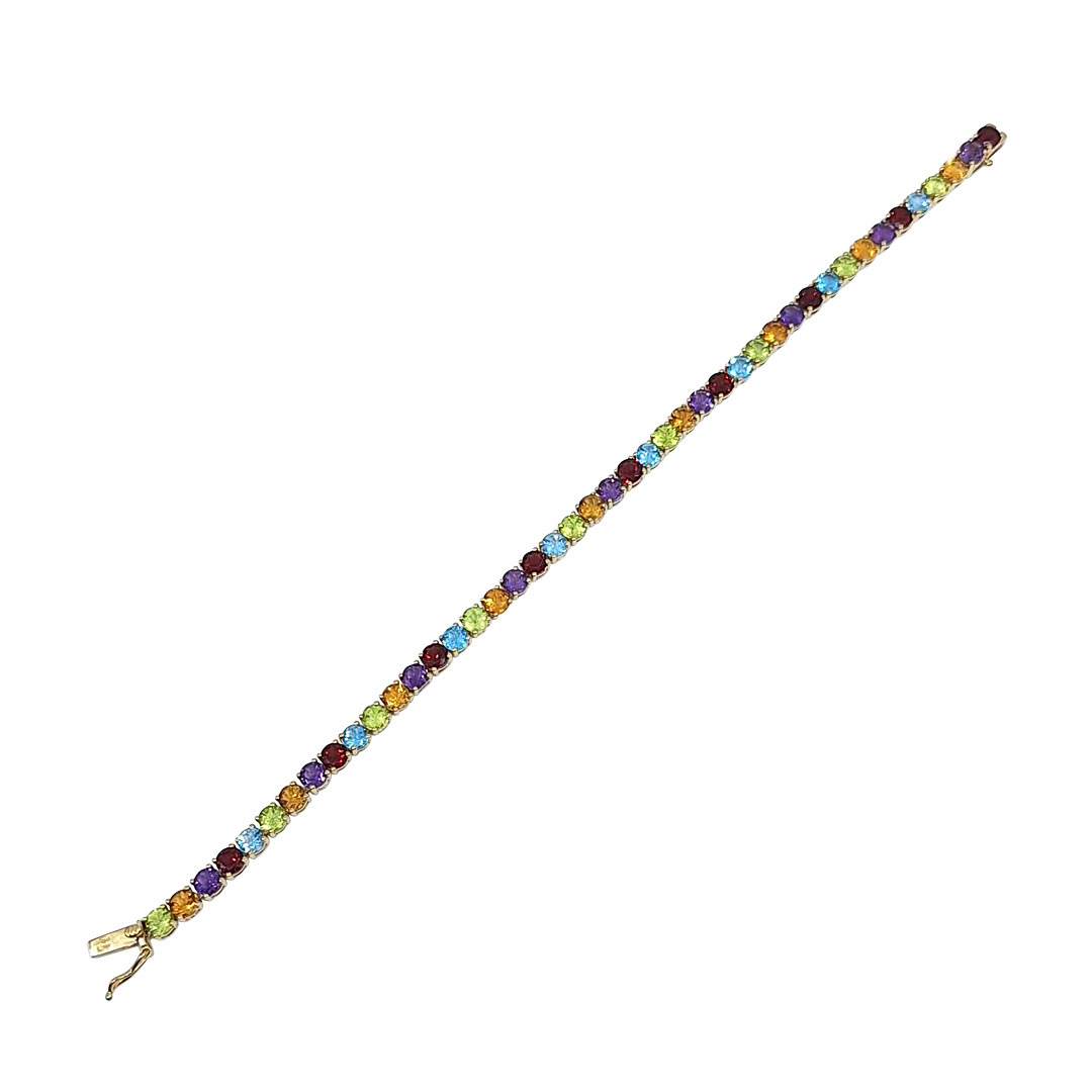 9ct Yellow Gold Multi Stone Bracelet 7.25"
