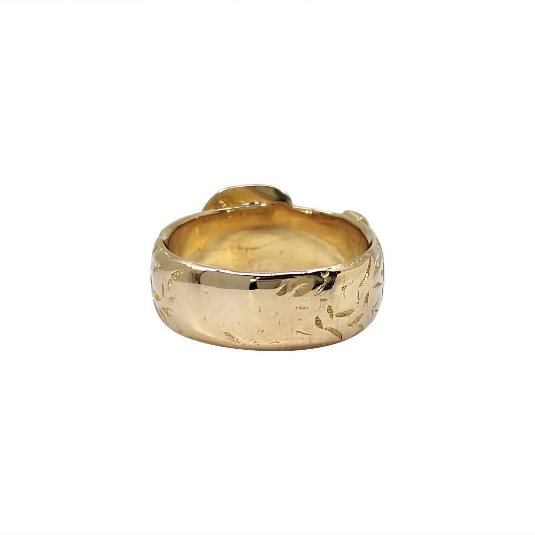 18ct Yellow Gold Patterned Buckle Ring