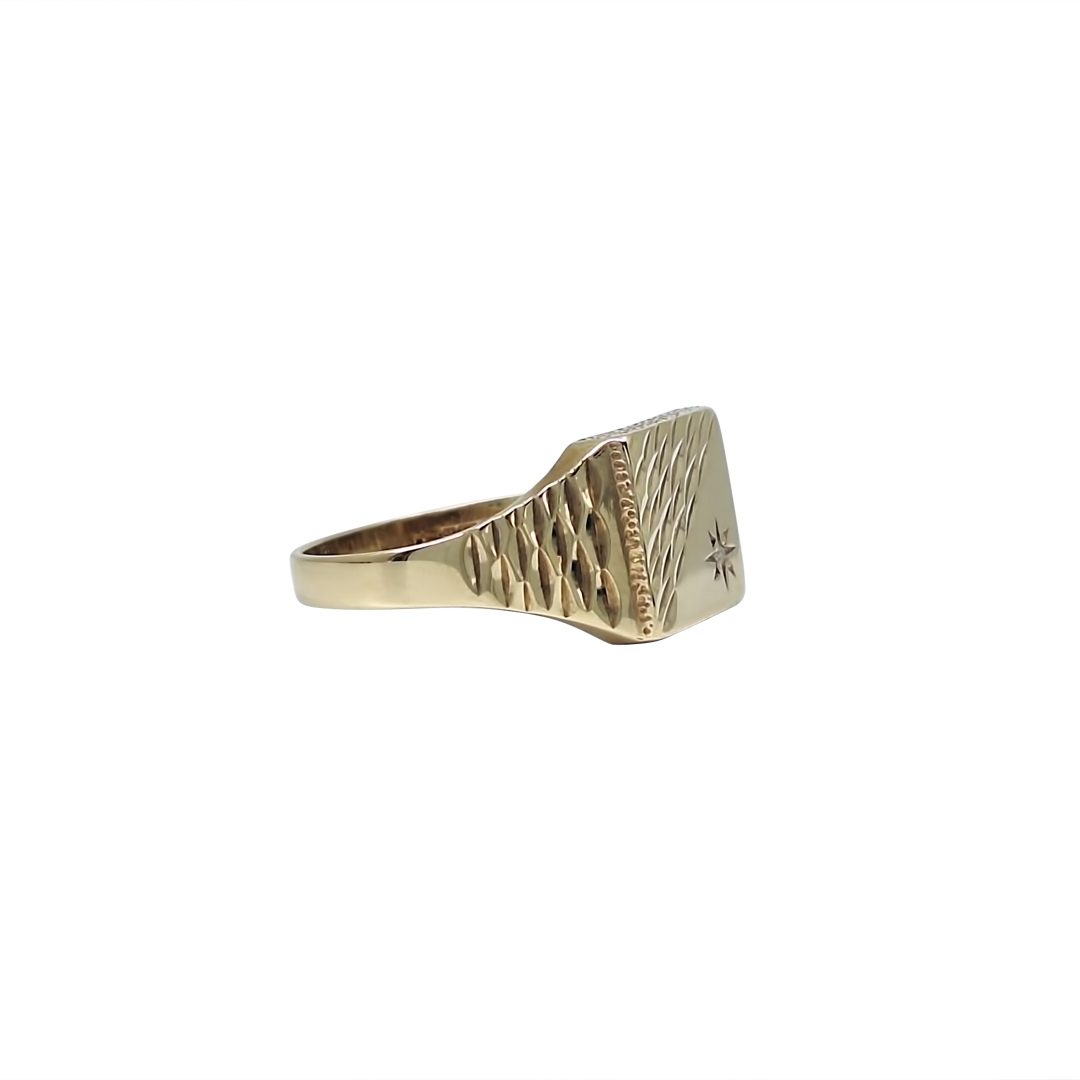 9ct Yellow Gold Diamond Signet Ring