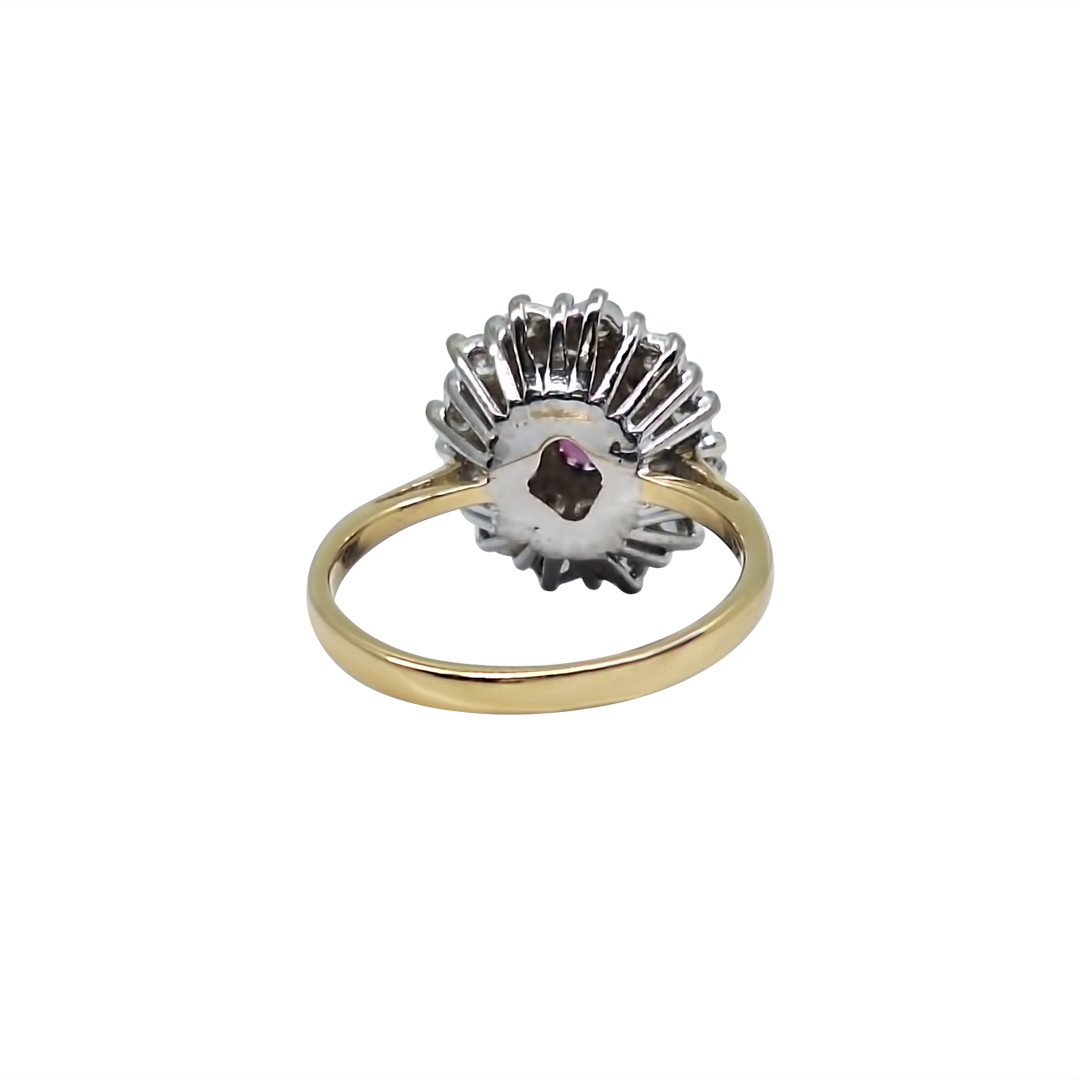 18ct Yellow Gold Ruby & Diamond Cluster Ring