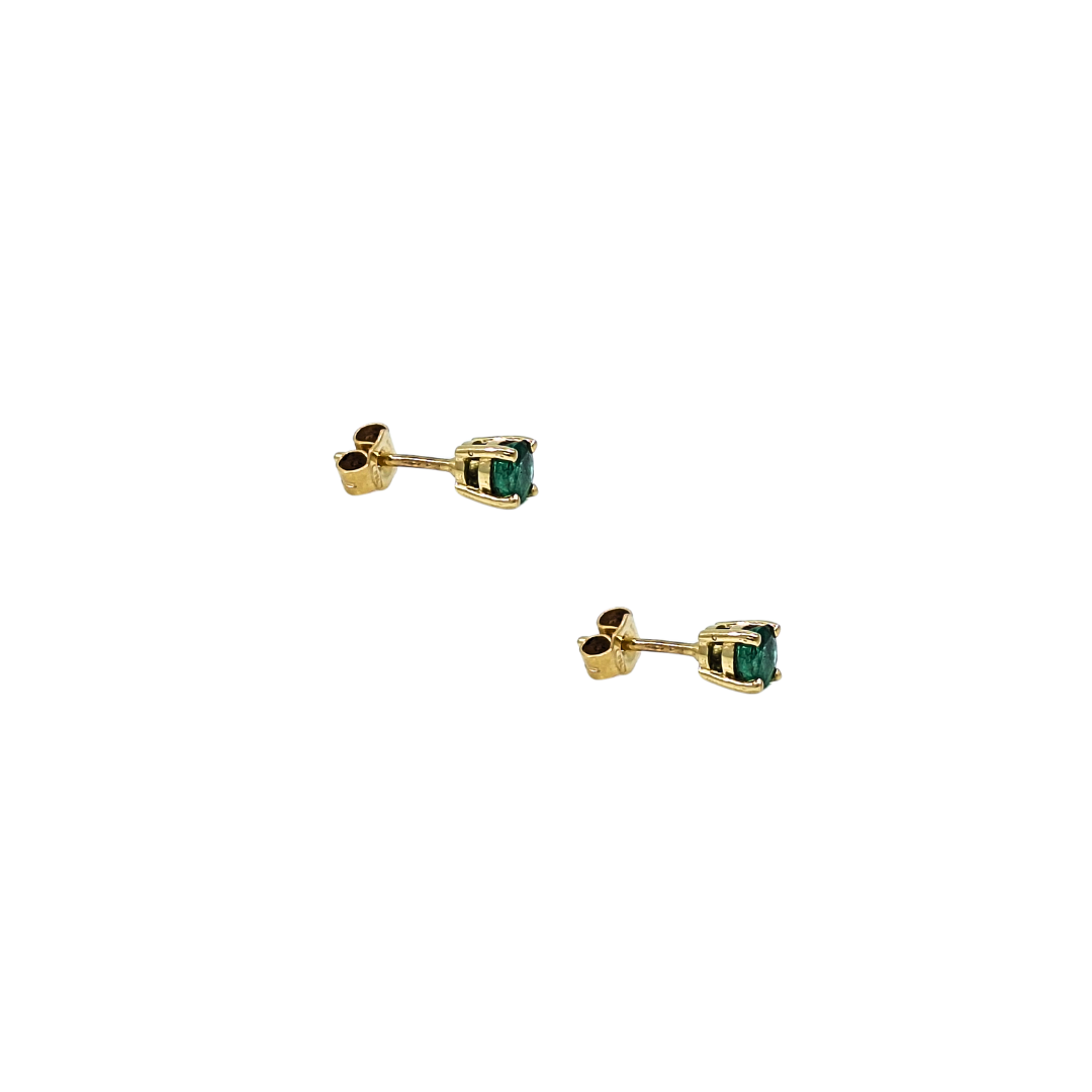 18ct Yellow Gold Emerald Stud Earrings