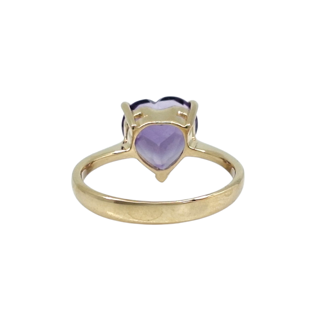 14ct Yellow Gold Amethyst Heart Ring