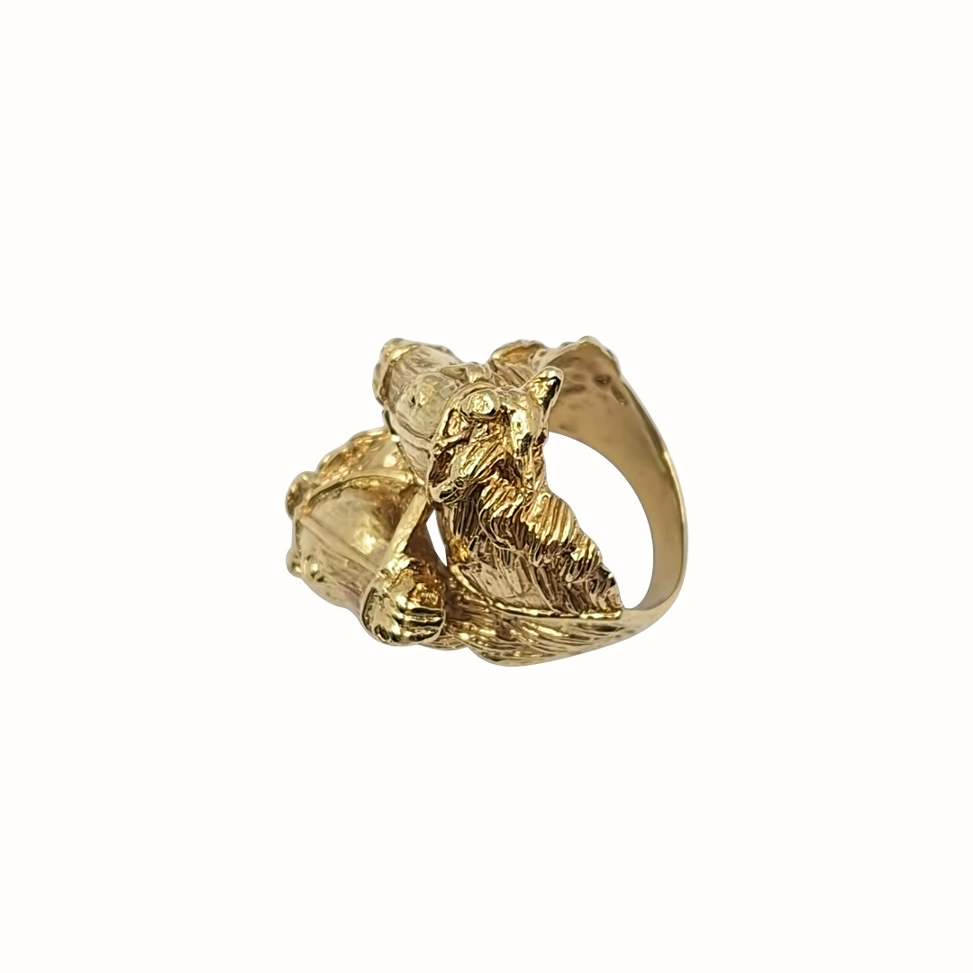 9ct Yellow Gold Double Horse Head Ring