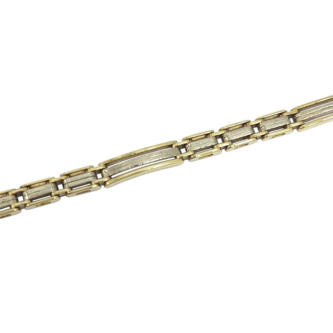 9ct Bi Colour Fancy Bar Link Bracelet 8.5"
