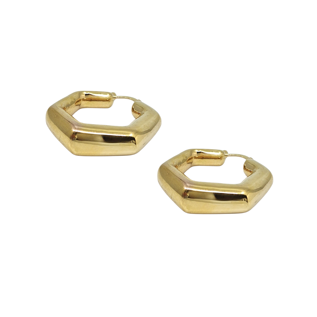 18ct Yellow Gold Hexagon Hoops