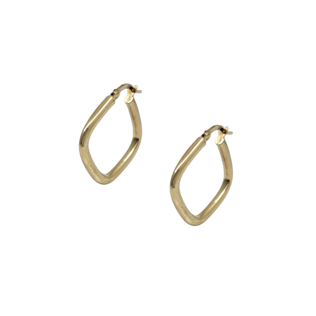 9ct Yellow Gold Square Creole Hoops