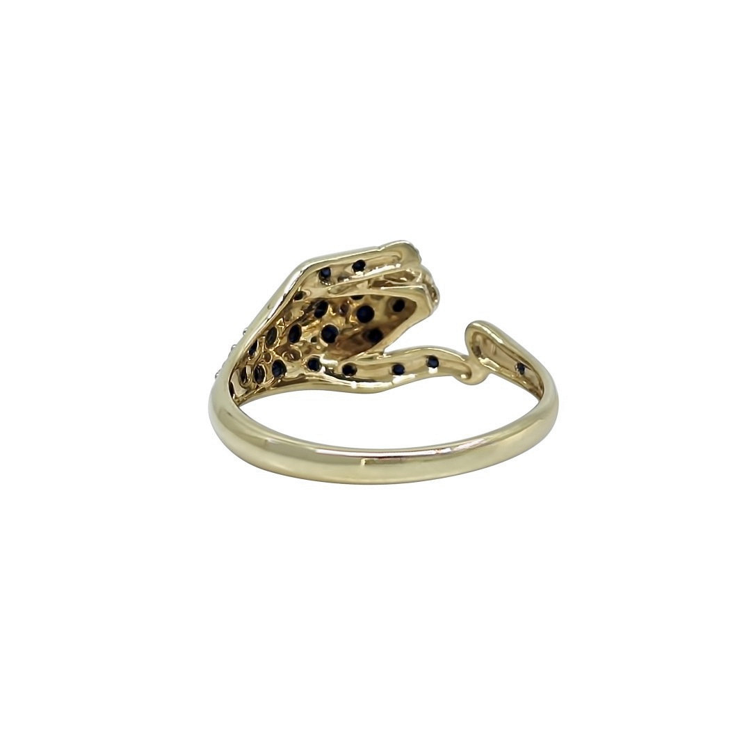 9ct Yellow Gold Sapphire Panther Ring