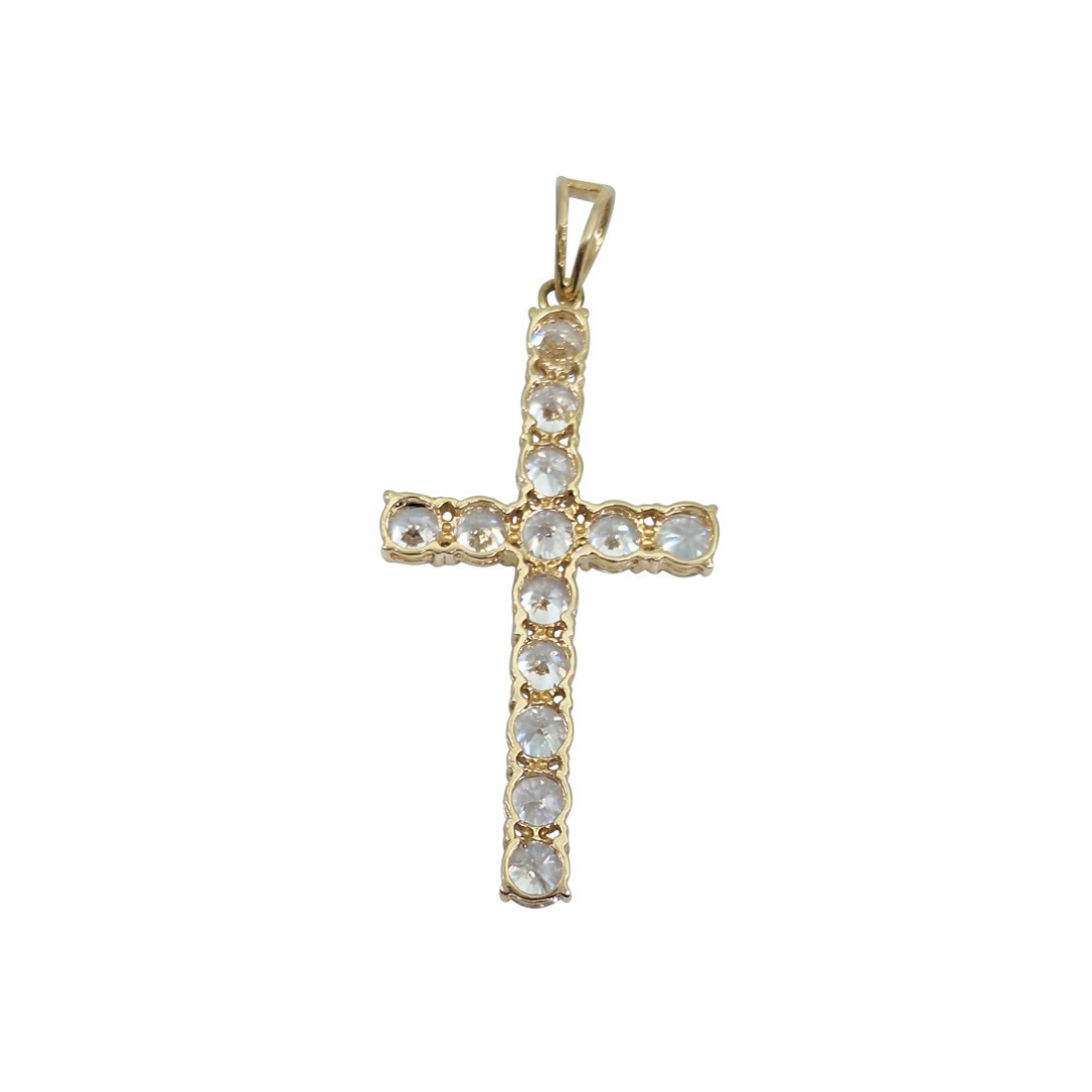 9ct Yellow Gold CZ Cross Pendant