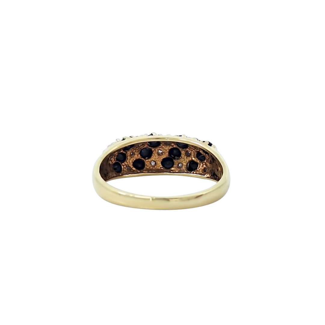9ct Yellow Gold Sapphire & Diamond Band Ring