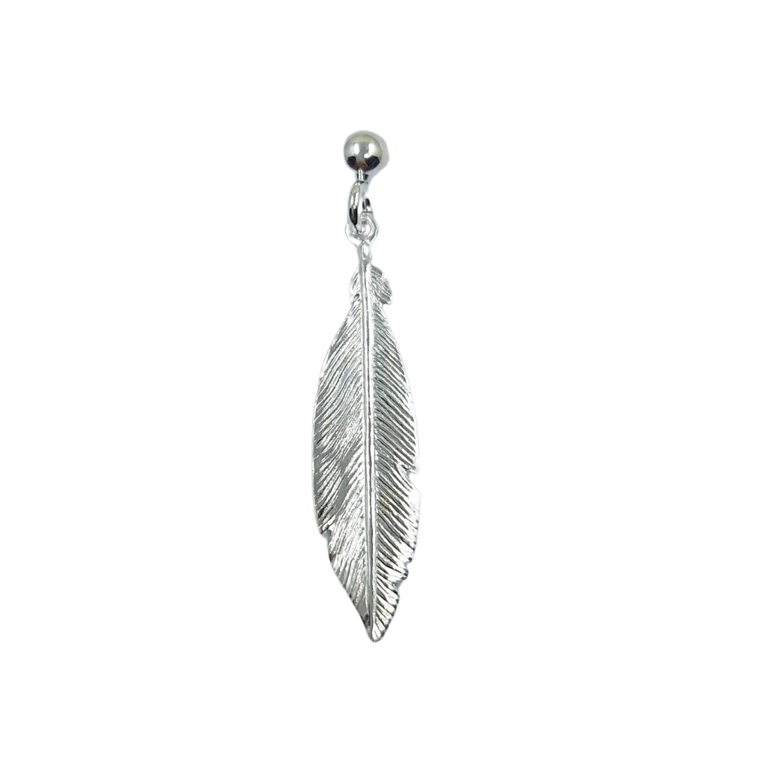 Silver Feather Drop Earrings