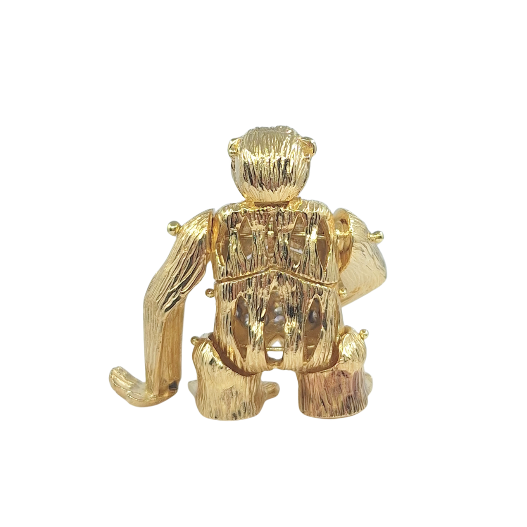 9ct Yellow Gold CZ Monkey Pendant