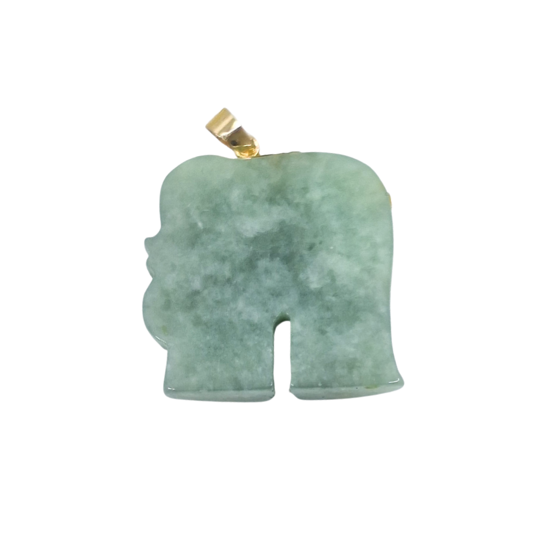9ct Yellow Gold Jade Elephant Pendant