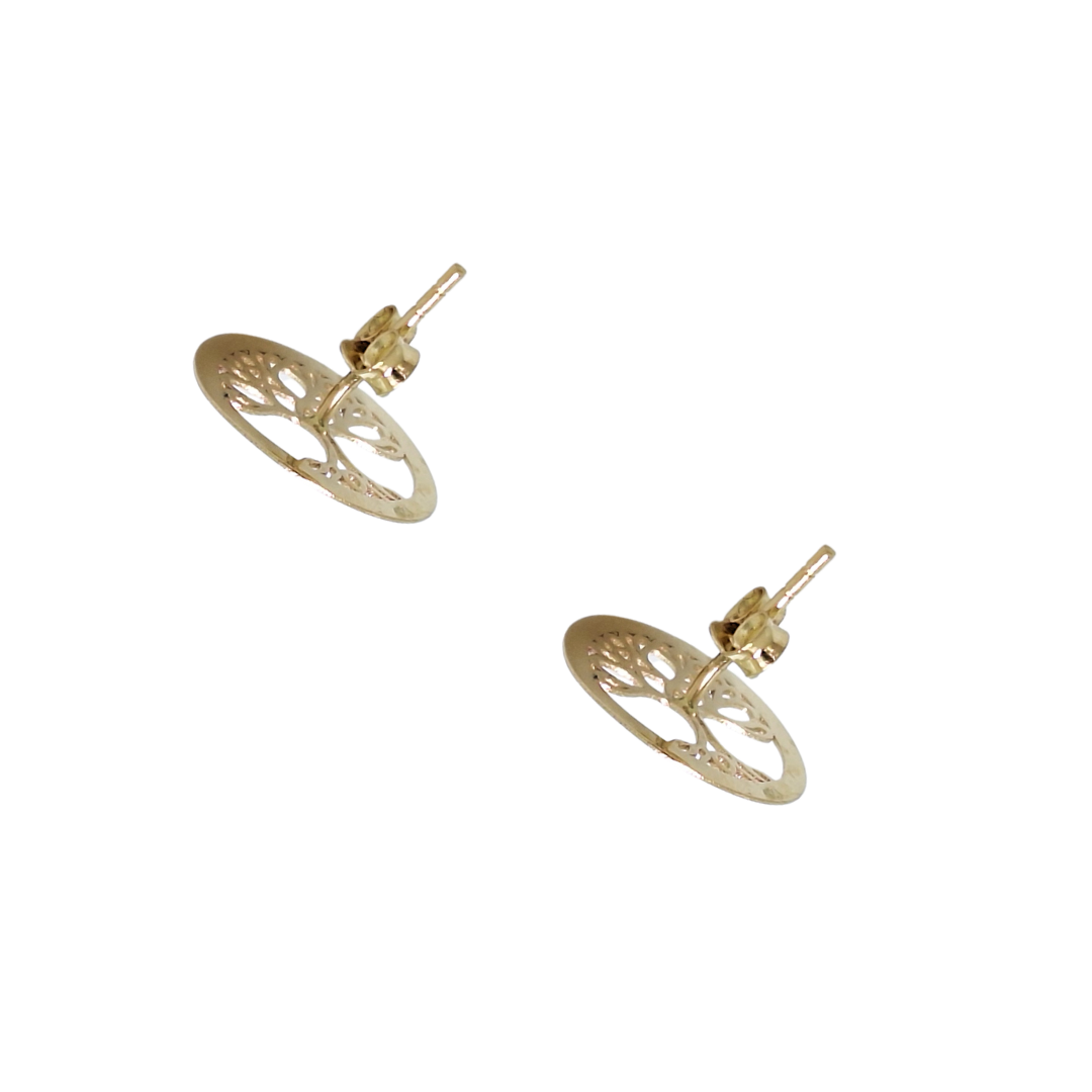 14ct Yellow Gold Tree Of Life Stud Earrings