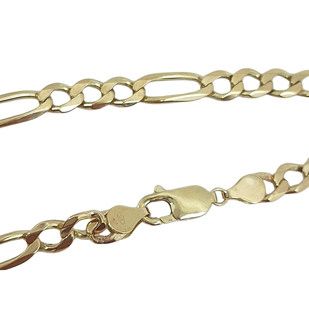 9ct Yellow Gold Figaro Bracelet 9"