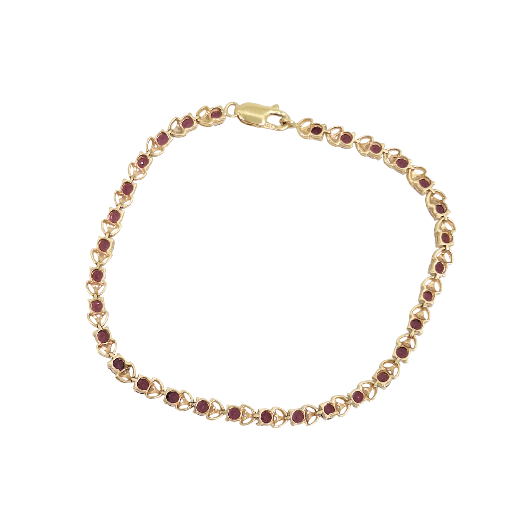 9ct Yellow Gold Pink Sapphire Bracelet 8"
