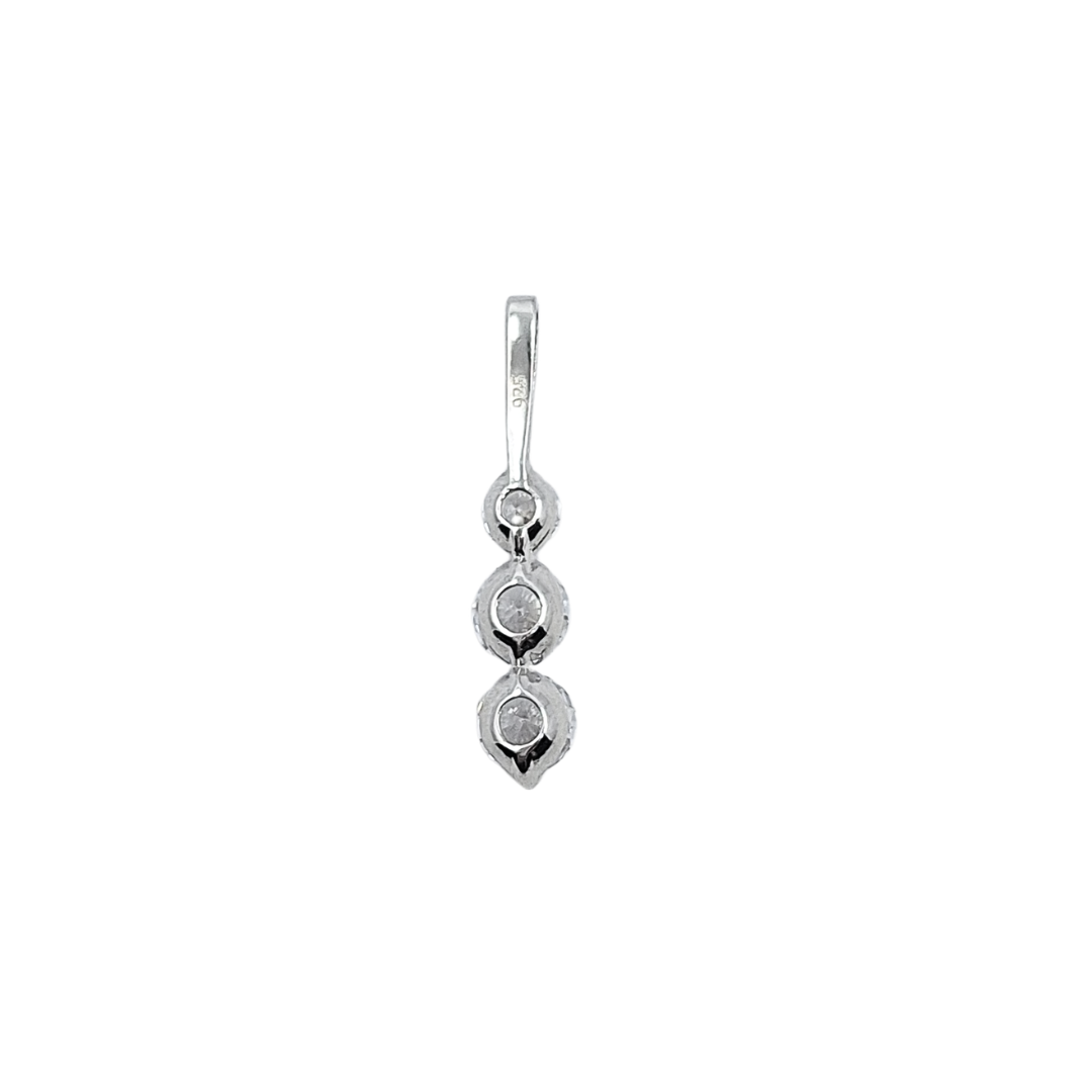 Silver CZ Three Stone Drop Pendant