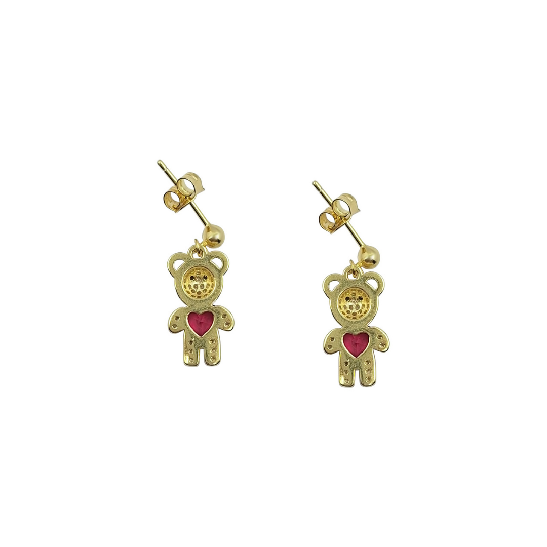 Silver 14ct Gold Plated Teddy Bear Earrings