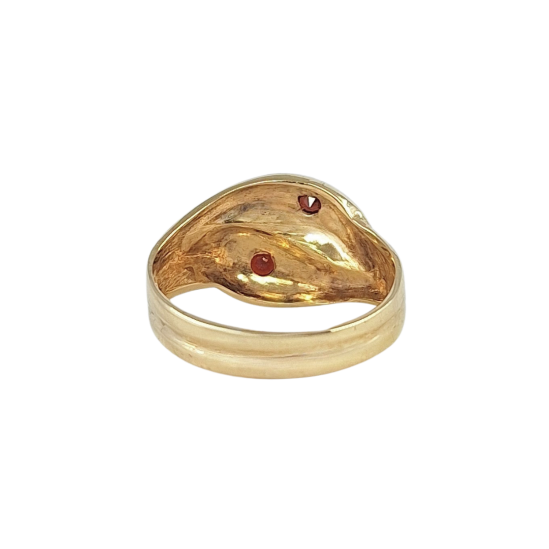 9ct Yellow Gold Garnet Snake Ring