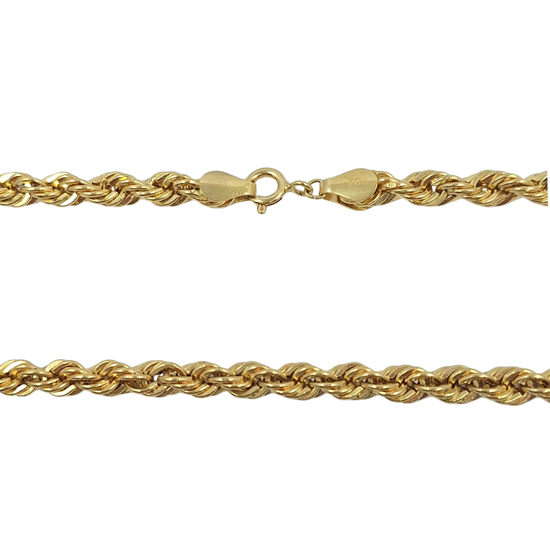 18ct Yellow Gold Hollow Rope Chain 24"