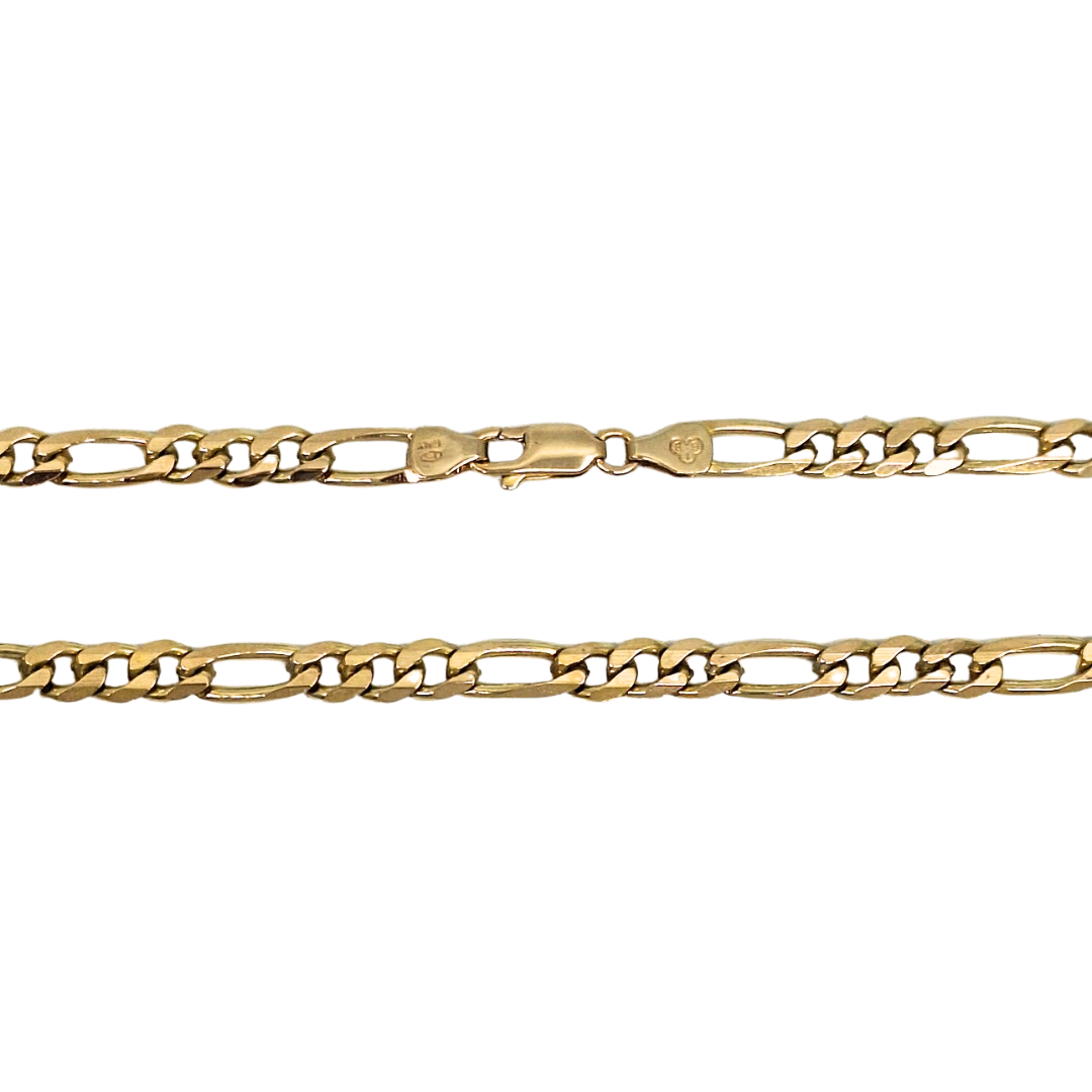 9ct Yellow Gold Solid Figaro Chain 20"