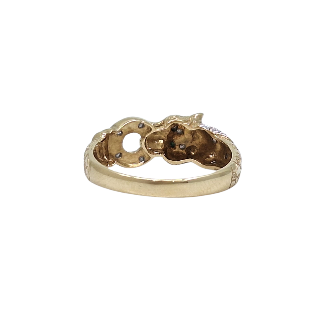 9ct Yellow Gold Emerald & Diamond Panther Ring