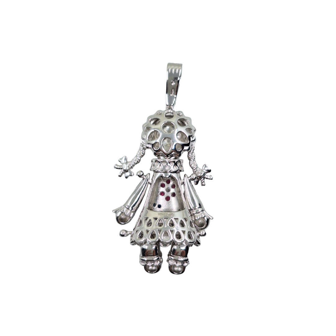 Silver Cubic Zirconia Ragdoll Pendant