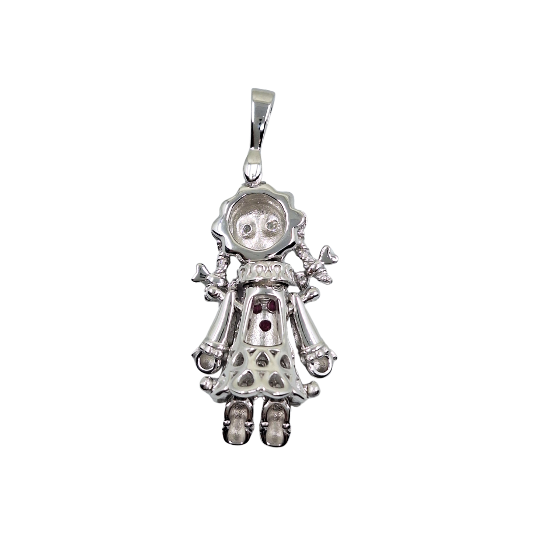 Silver Pink Cubic Zirconia Doll Pendant