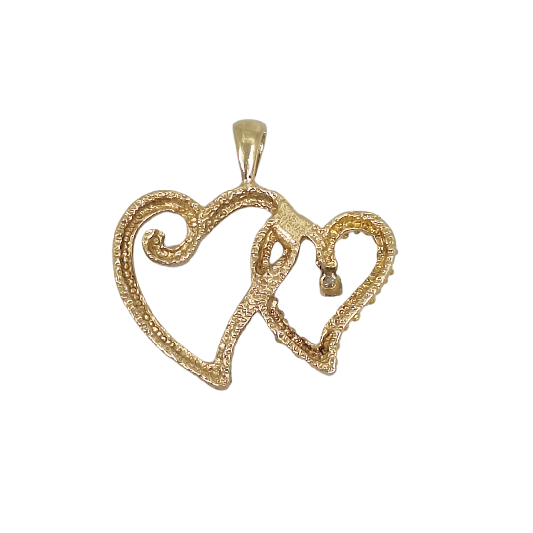 9ct Yellow Gold Double Heart Pendant