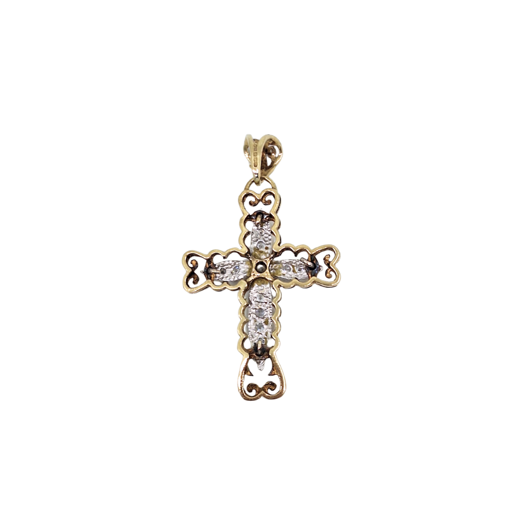 9ct Yellow Gold CZ Cross