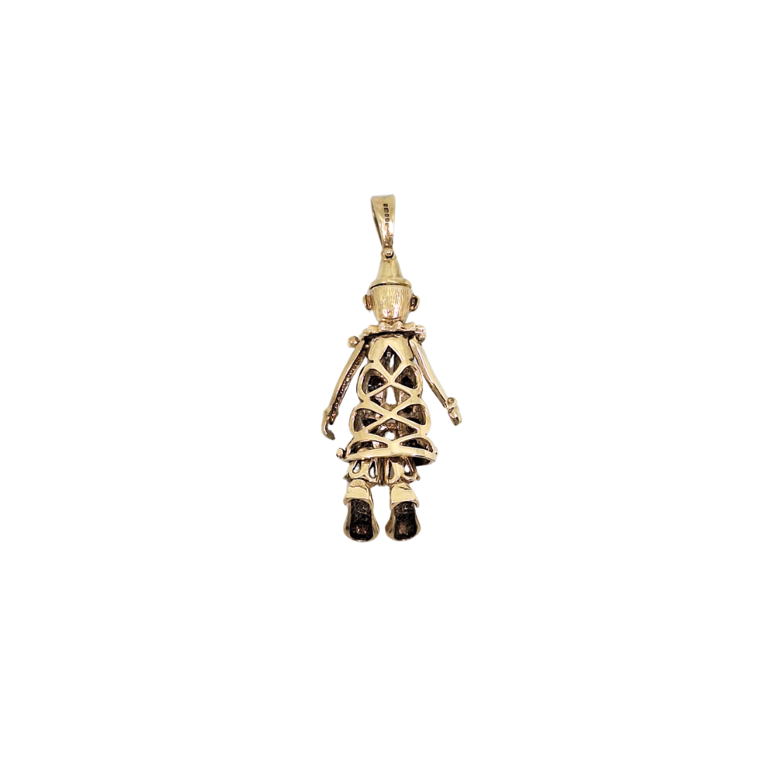 9ct Yellow Gold CZ Clown Pendant