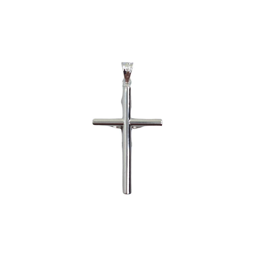 9ct White Gold Hollow Crucifix Cross Pendant