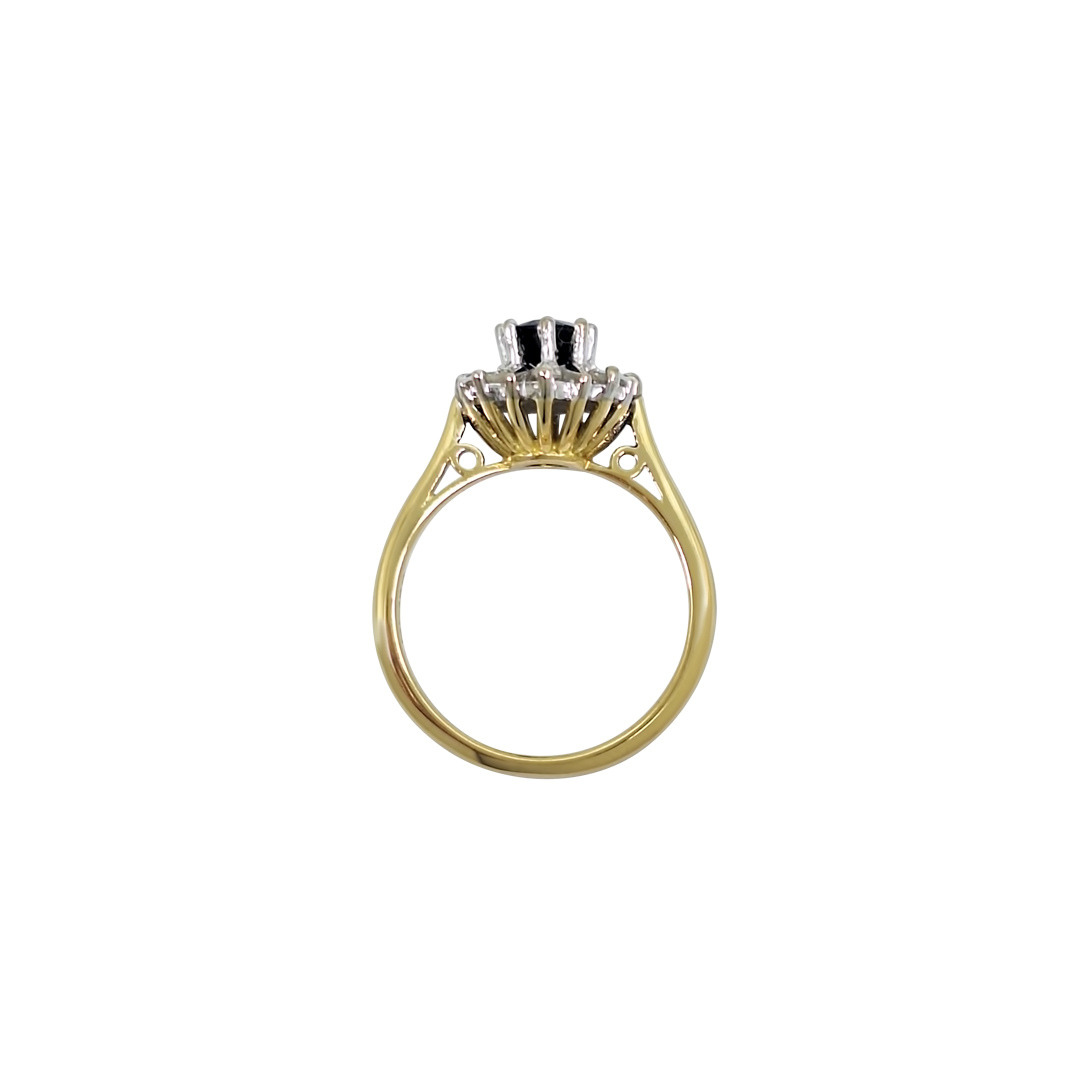 18ct Yellow Gold Sapphire & Diamond Cluster Ring