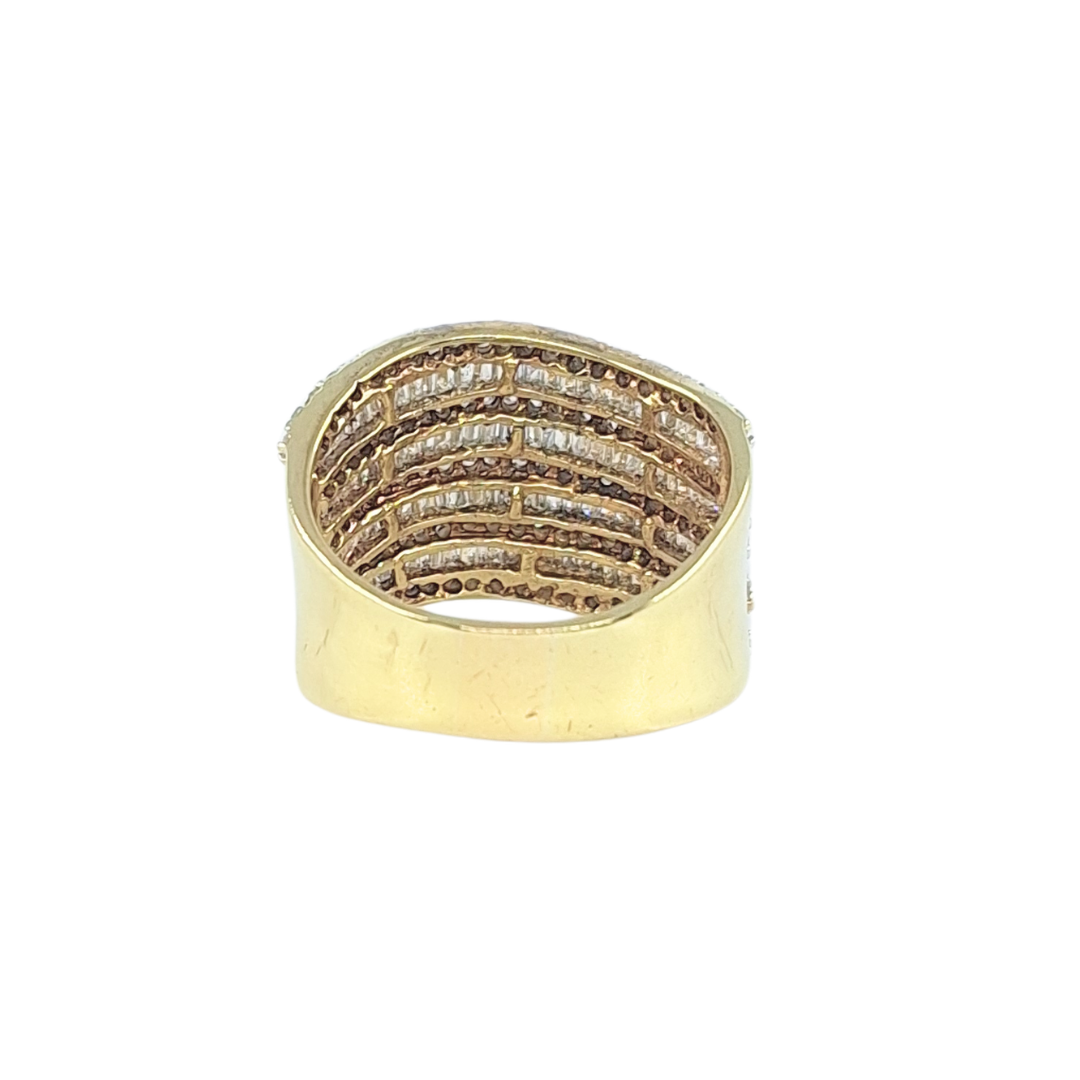 9ct Yellow Gold 9 Row Diamond Ring 2.50ct