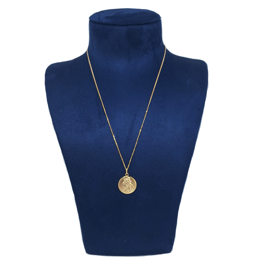 9ct Yellow Gold St Christopher & Chain 21"