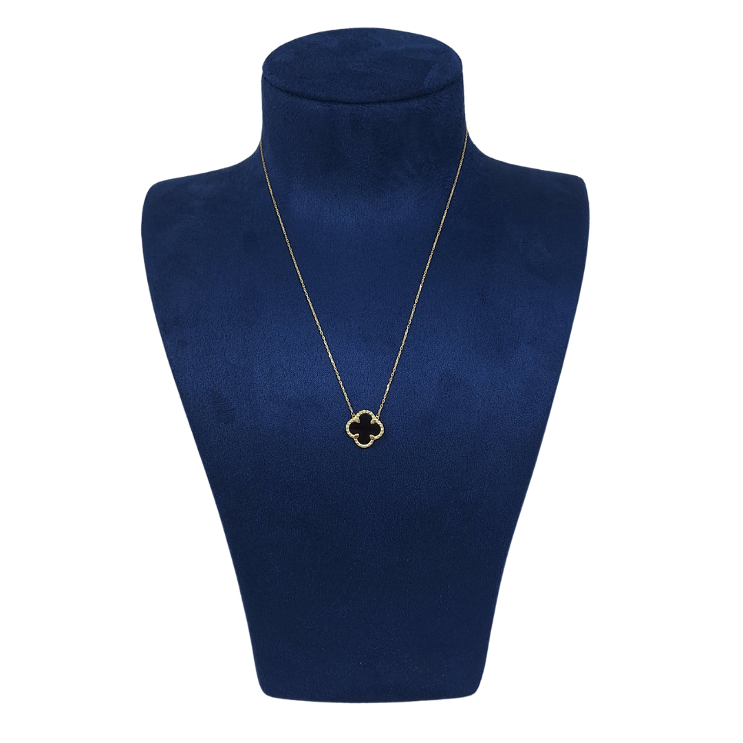 9ct Yellow Gold Clover Pendant 18"