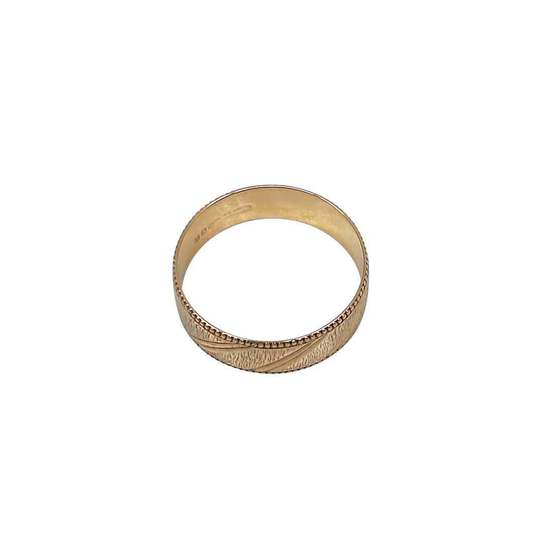 9ct Yellow Gold Patterned Wedding Band