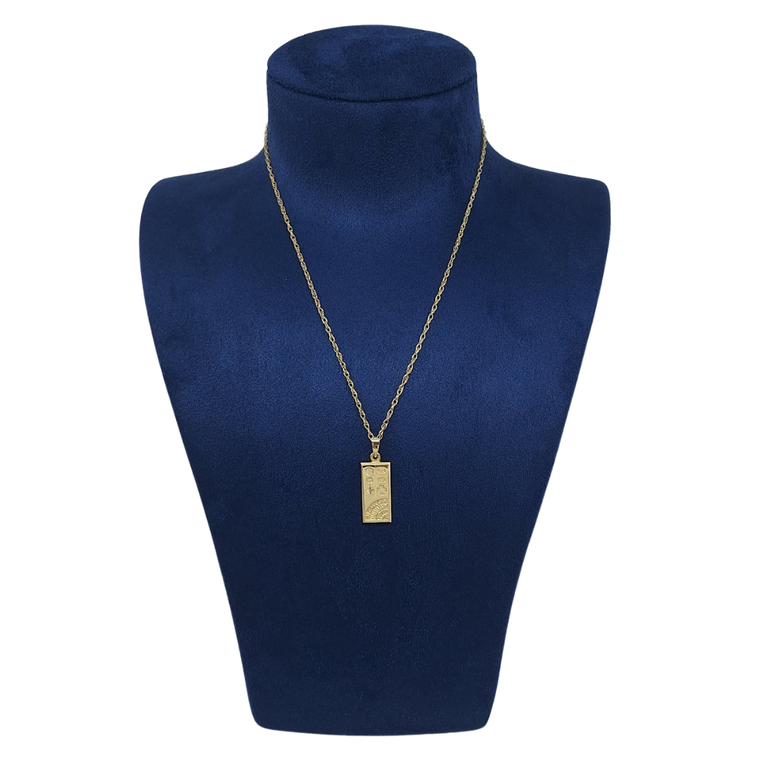9ct Yellow Gold Ingot & Chain 18"
