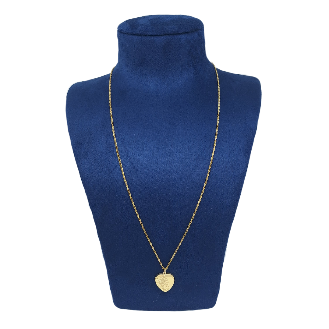 9ct Yellow Gold Heart Locket & Chain 26"