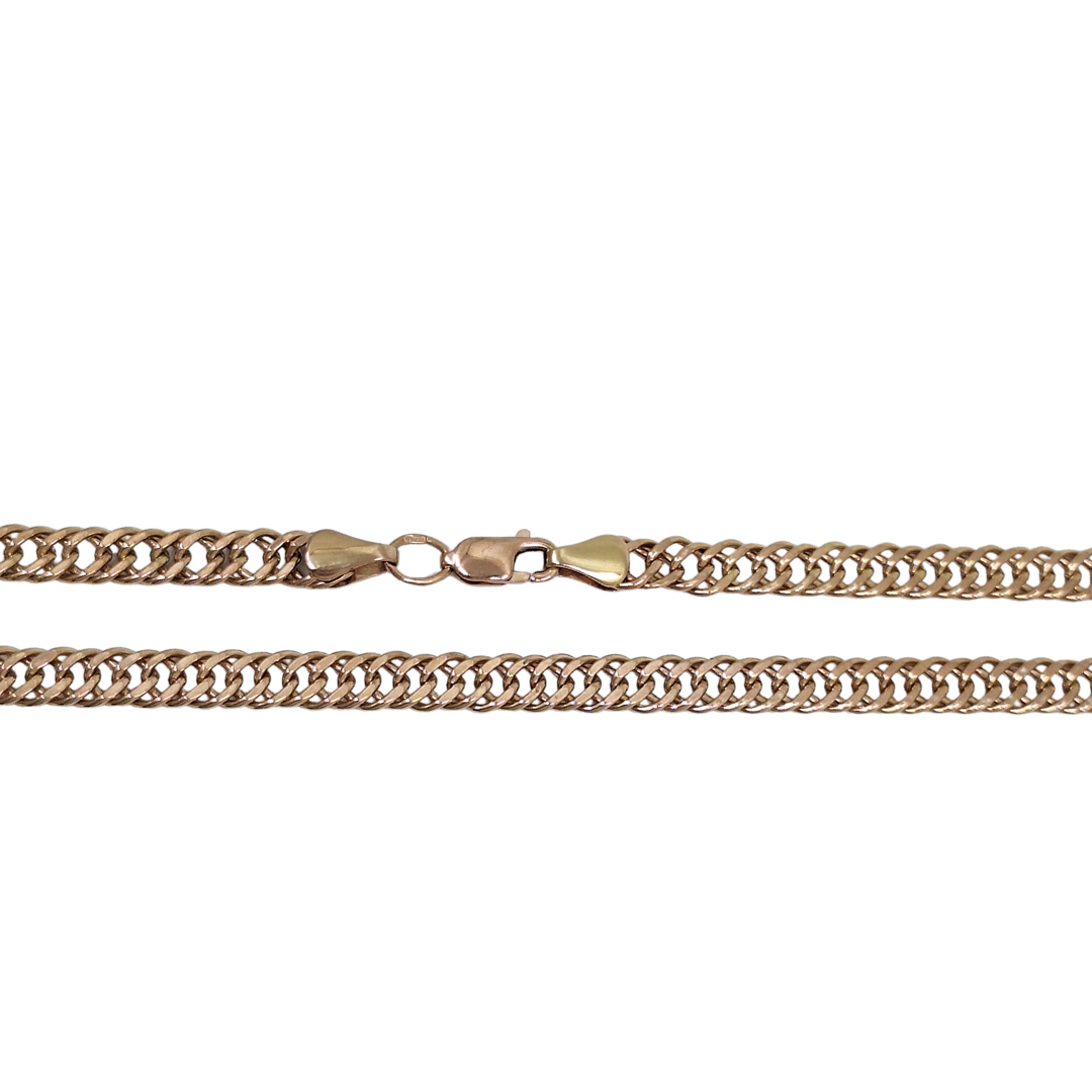14ct Rose Gold Hollow Double Curb Chain 20"