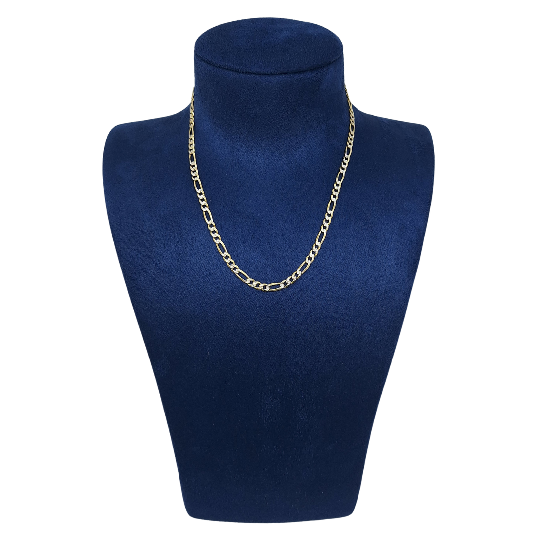 9ct Two Colour Gold Figaro Chain 18"
