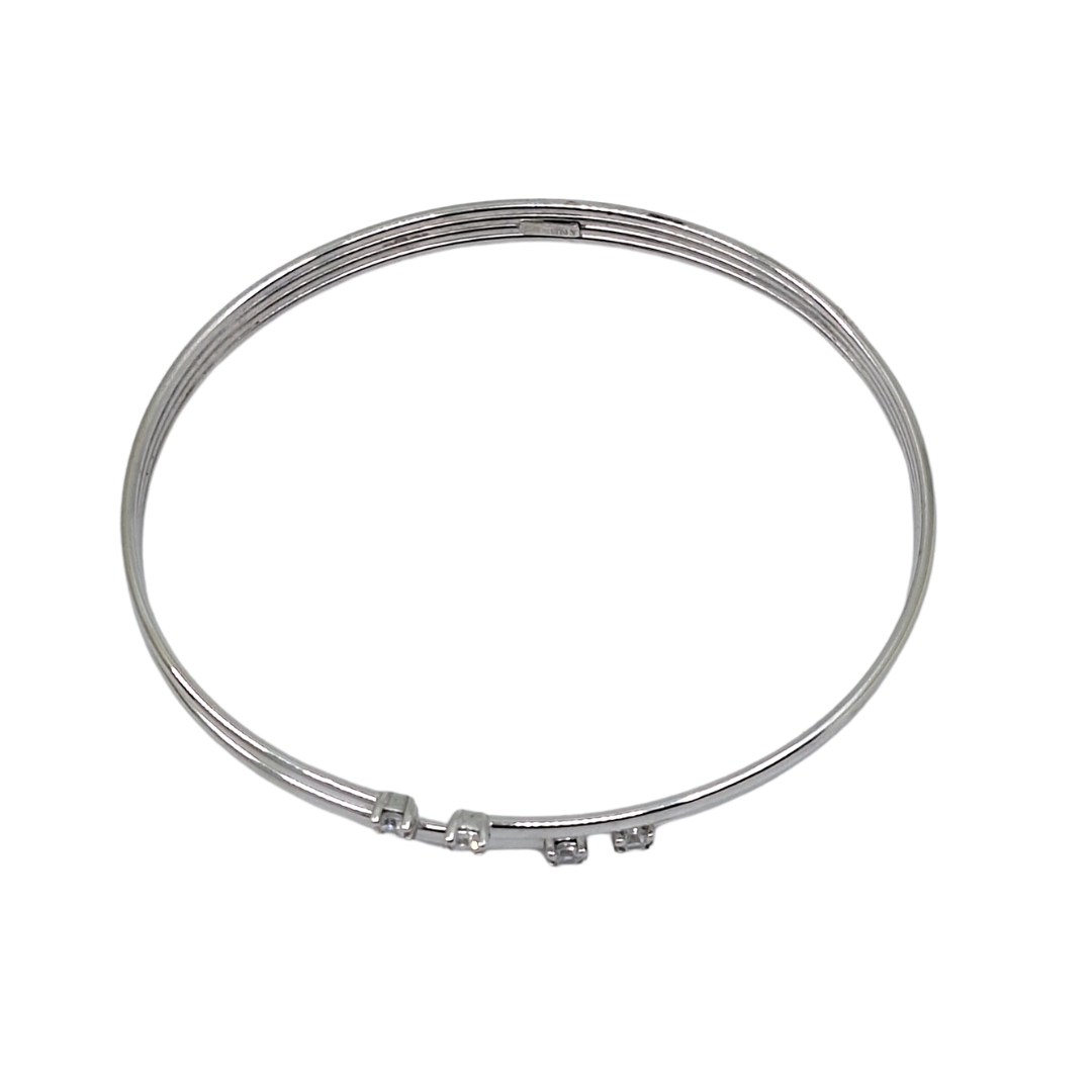 9ct White Gold CZ Bangle