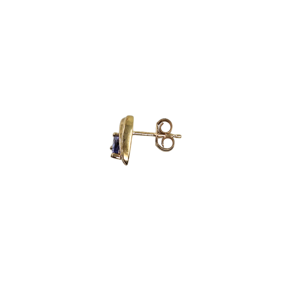 9ct Yellow Gold Tanzanite & Diamond Stud Earrings