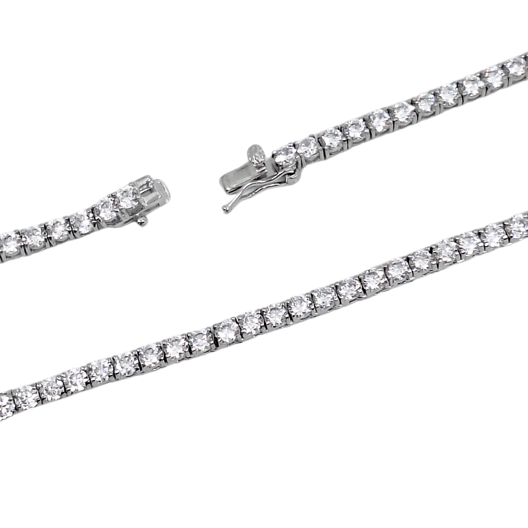 Silver Cubic Zirconia Tennis Necklace 18"