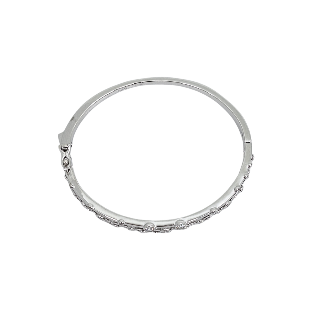 Silver Cubic Zirconia Split Bangle